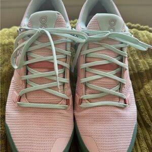 On Running Cloud Women’s Pink and Mint Lace-Up Hiking Shoes